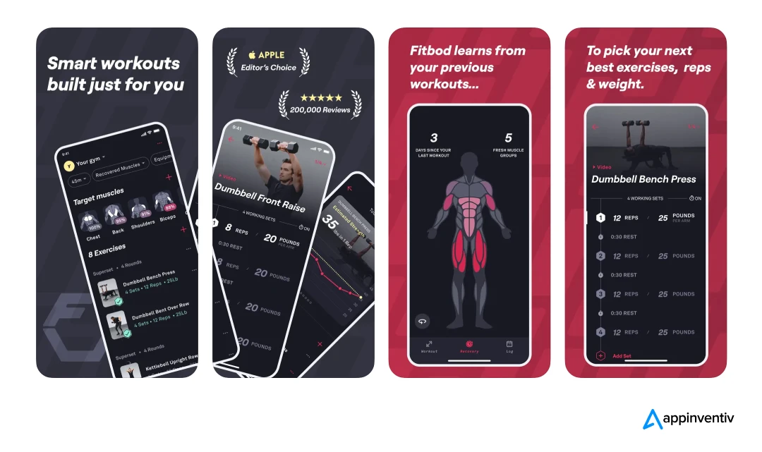 Fitbod app screens 