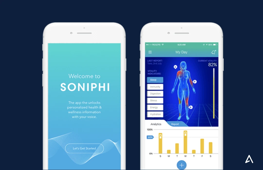 Soniphi health tracking app screens
