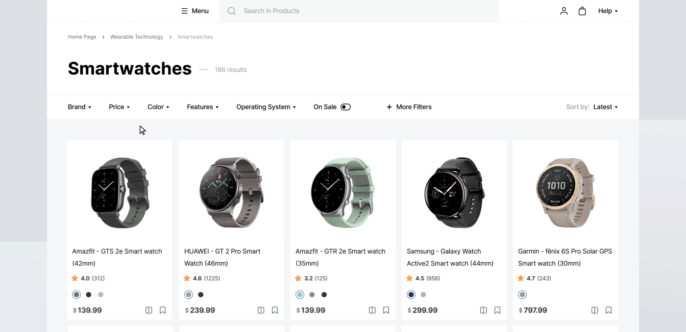 product comparison feature
