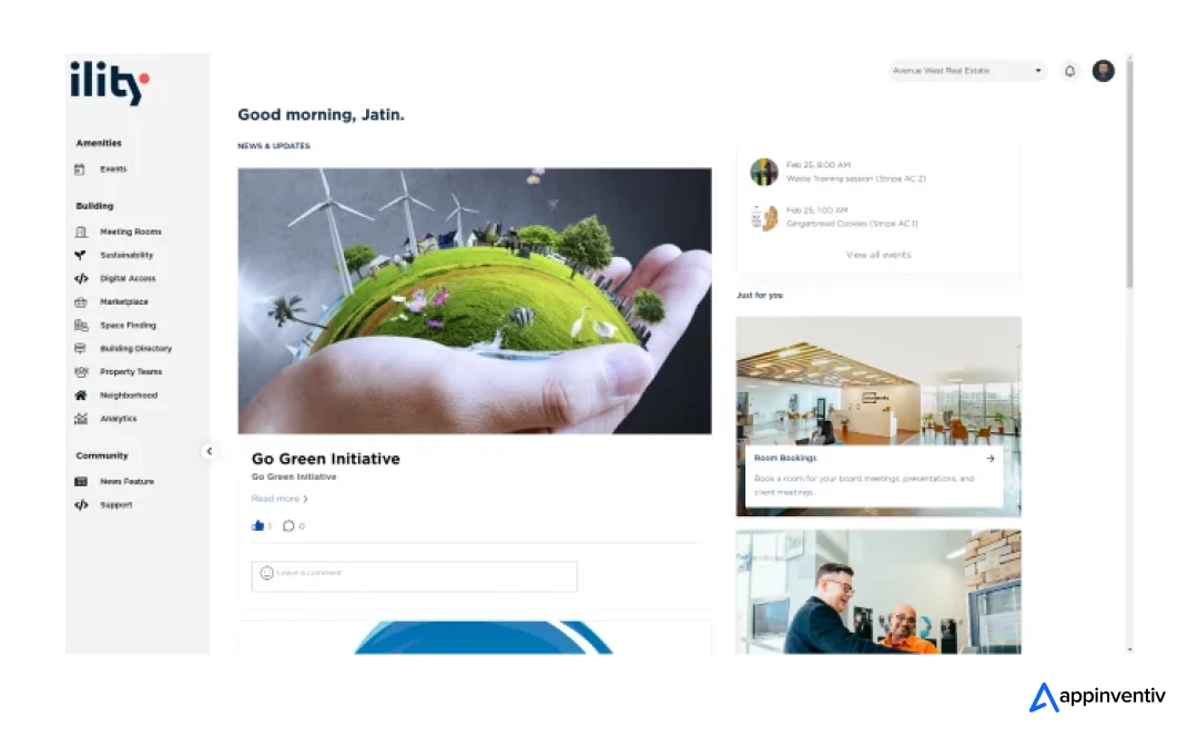 App screens of Ility, a SaaS-based white-label real estate platform