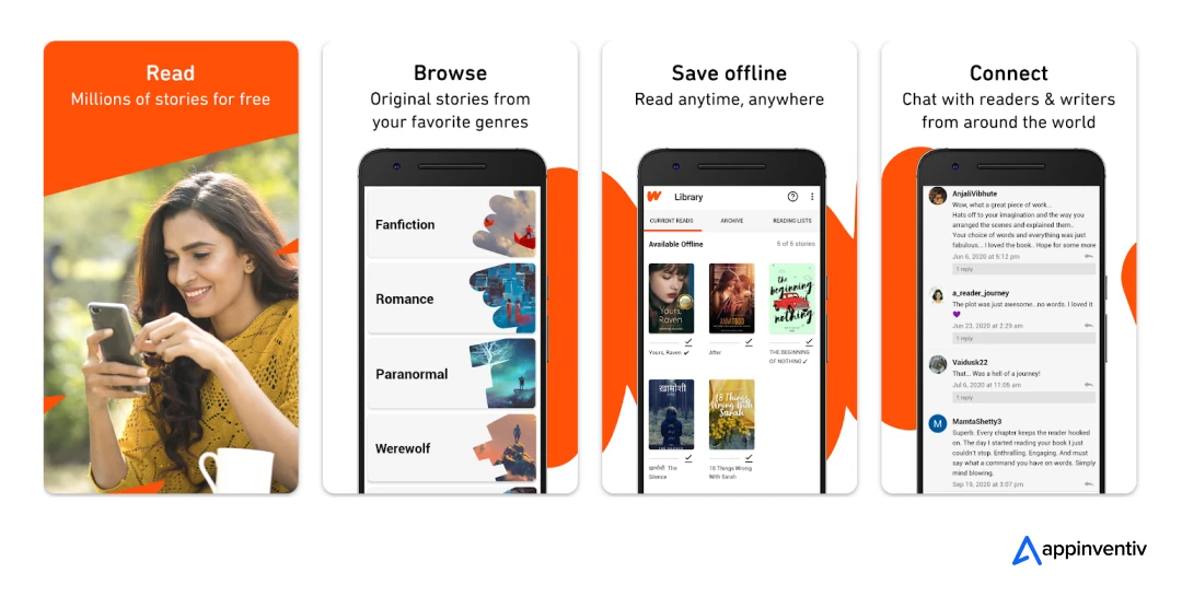 wattpad app screens