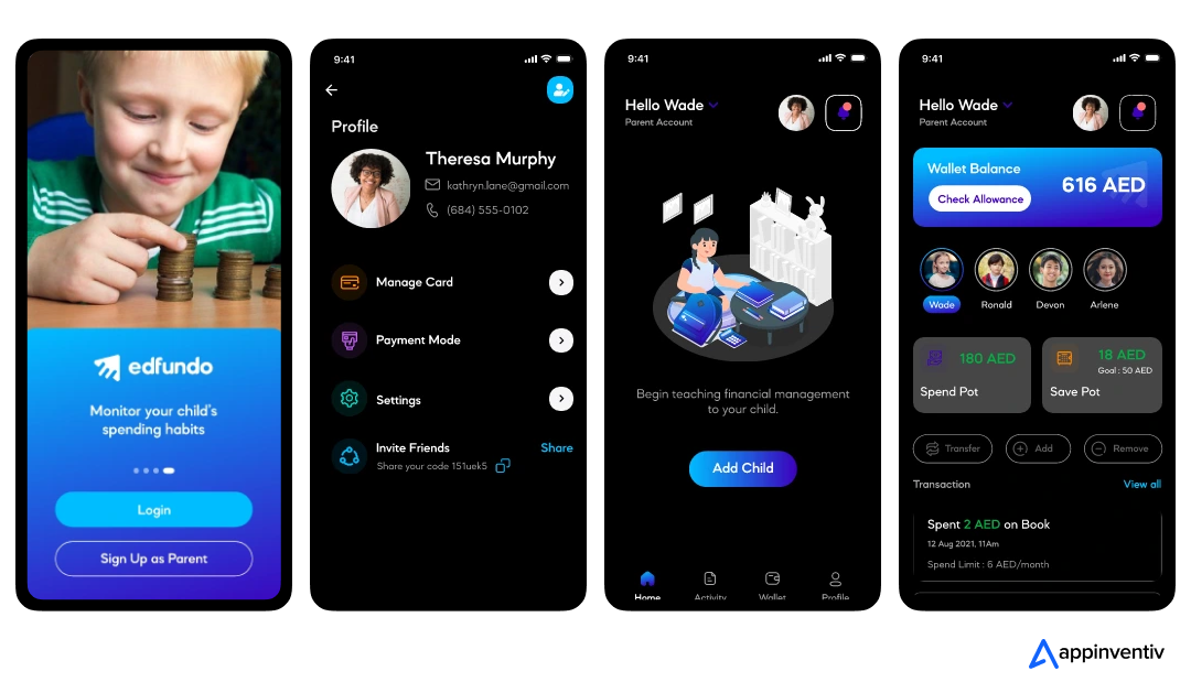 Edfundo app screens