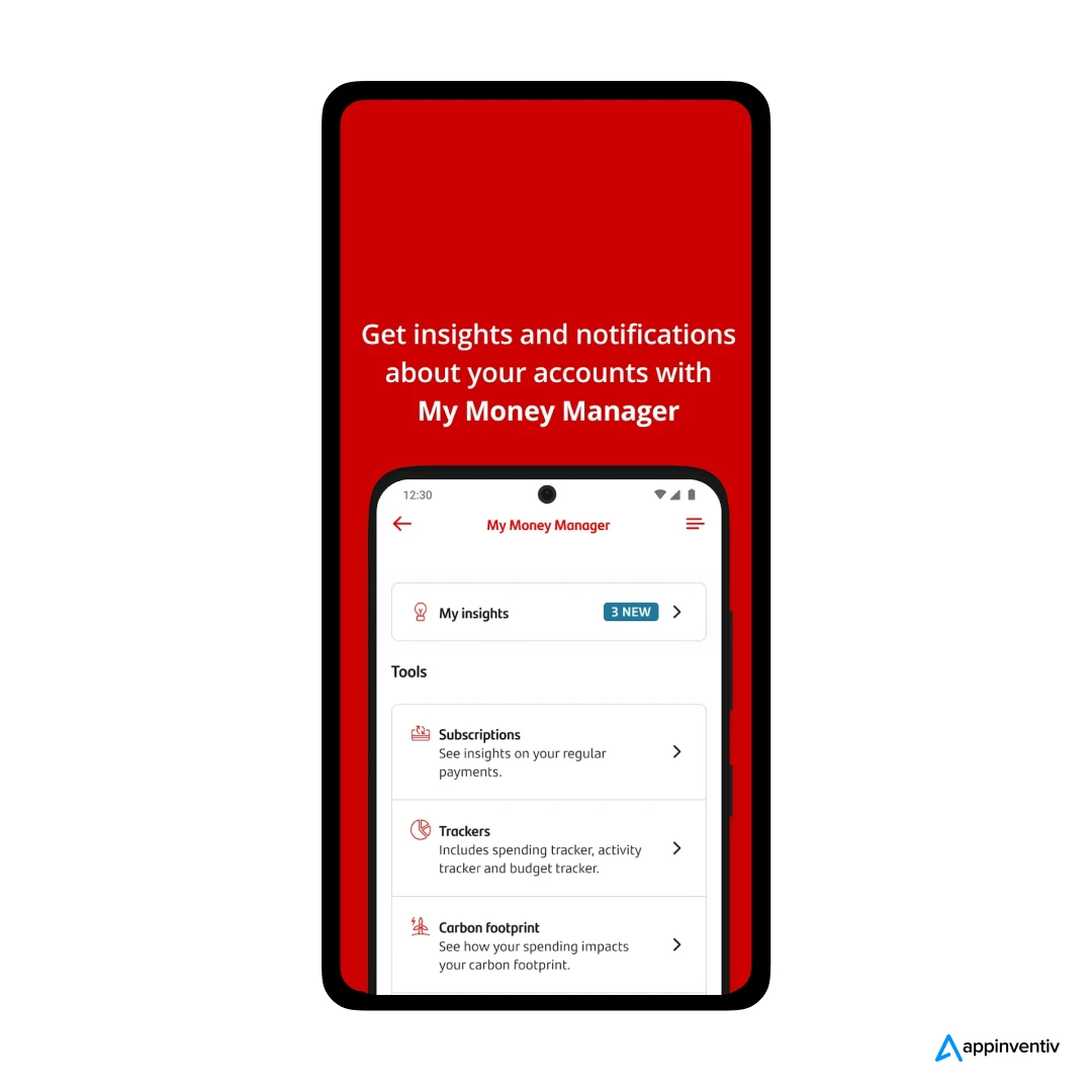 money manager feature in Santander app