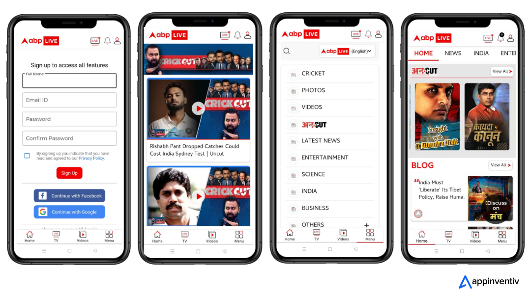 ABP Live News App Screens