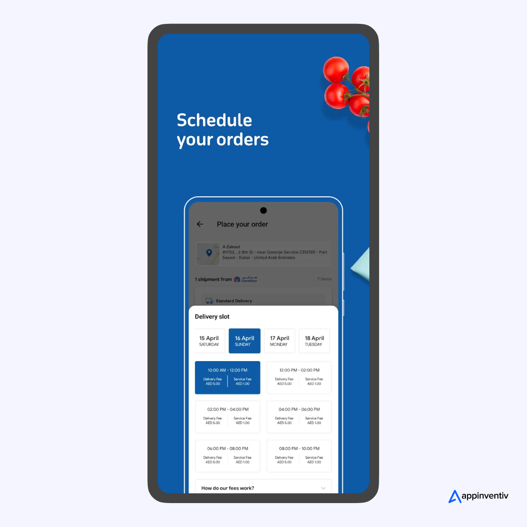 Order scheduling in Carrefour app