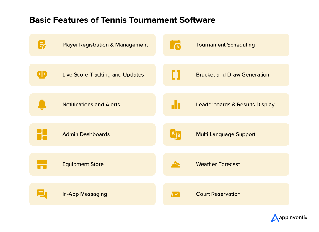Basic Features of Tennis Tournament Software